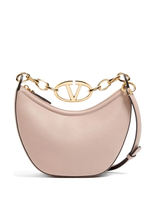 Valentino Garavani mini VLogo Moon bag in grainy calfskin with chain - Pink