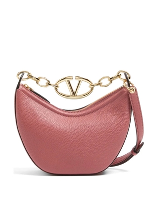 Valentino Garavani mini VLogo Moon bag in grainy calfskin with chain - Pink