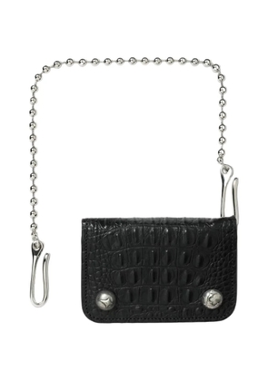 THUG CLUB crocodile-effect ball-chain card case - Black