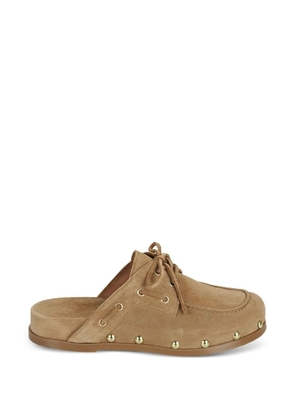 ALPE stud-embellished lace-up mules - Brown
