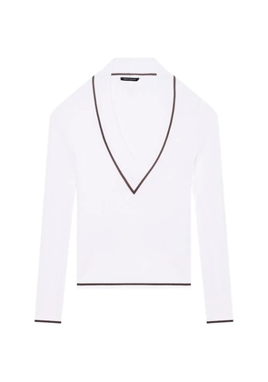 Armani Exchange cable-knit V-neck sweater - White