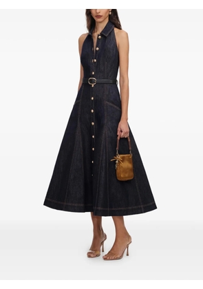 Self-Portrait denim midi dress - Blue