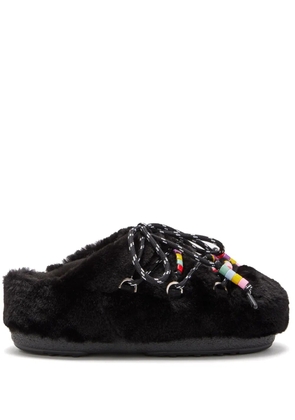 Moon Boot faux-fur beaded slippers - Black