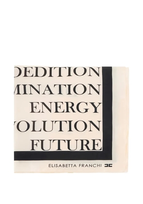 Elisabetta Franchi lettering-print silk scarf - Neutrals
