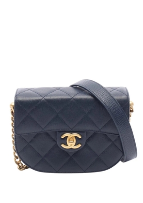 CHANEL Pre-Owned 2021-2026 Mini CC Quilted Caviar Round Moon Messenger Flap crossbody bag - Blue