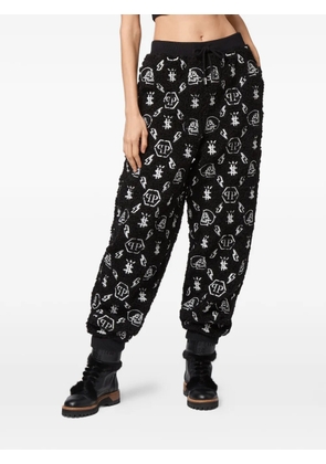 Philipp Plein embroidery monogram track pants - Black