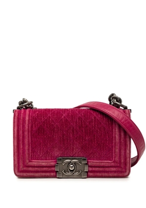 CHANEL Pre-Owned 2012-2013 Small Quilted Velvet Boy Flap crossbody bag - Pink