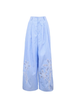 Mira Mikati striped floral-embroidered trousers - Blue