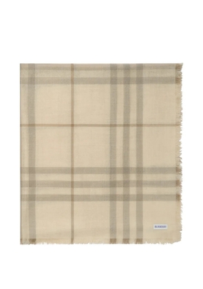 Burberry wide reversible Check wool silk scarf - Neutrals