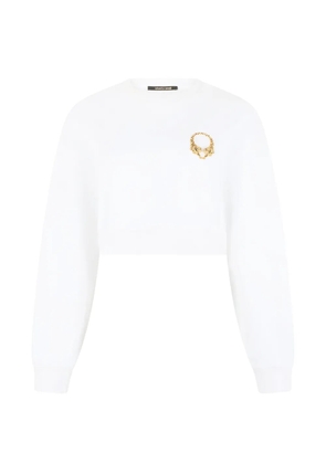 Roberto Cavalli embellished cropped sweatshirt - White