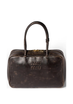 Miu Miu Beau logo-embossed zip-top tote bag - Brown