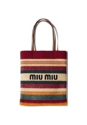 Miu Miu raffia-effect woven tote bag - Red