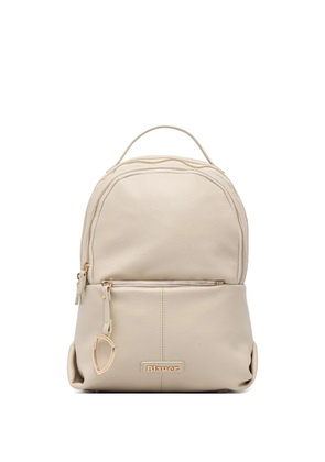 Blauer logo-plaque pebbled backpack - White