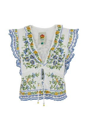 FARM Rio Emily Floral Tapestry blouse - White
