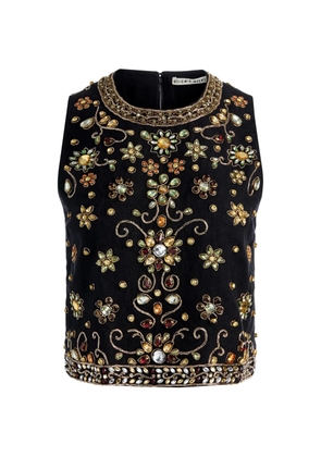 alice + olivia Amal crystal-embellished tank top - Black