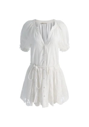 alice + olivia puff-sleeve button-down dress - White