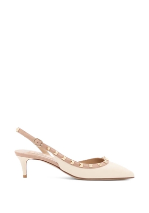Valentino Garavani Rockstud calfskin slingback pump 50mm - Neutrals