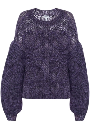 LOEWE Relaxed Fit Anagram Sweater in Black/Purple