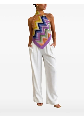 Missoni zigzag-print halterneck cotton blouse - Purple
