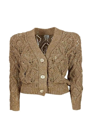 Eleventy sequin-embellished open-knit cardigan - Brown