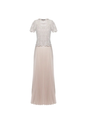D.Exterior crochet-knit pleated maxi dress - Pink