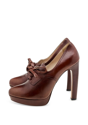 Prada Pre-Owned lace-up platform ankle boots - Brown