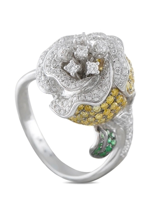 LB Exclusive floral-motif diamond ring - Silver