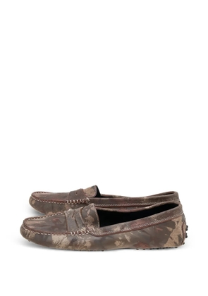 Tod's Vintage printed penny loafers - Brown