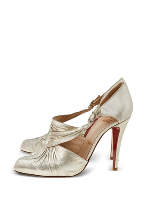 Christian Louboutin Pre-Owned ruffled-detail leather pumps - Gold