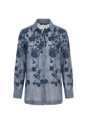 Ermanno Scervino floral-embroidered linen shirt - Blue