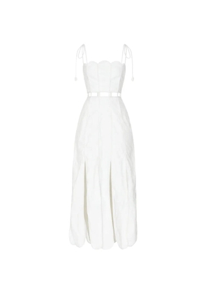 AZULU Malta scallop-trim cut-out midi dress - White