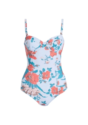 ERDEM floral-print moulded-cup swimsuit - Blue