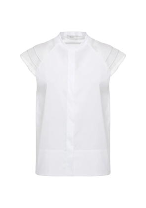 Peserico sheer-panel cap-sleeve shirt - White