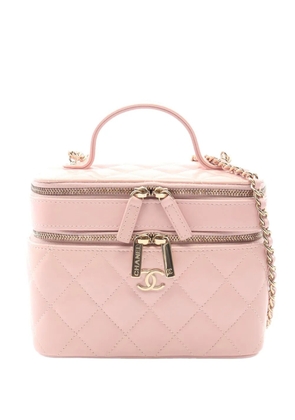 CHANEL Pre-Owned 2021-2026 Quilted Lambskin Double Zip Vanity Case With Chain satchel - Pink