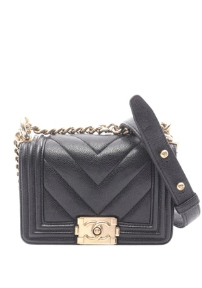 CHANEL Pre-Owned 2021-2026 Mini Chevron Lambskin Boy Flap crossbody bag - Black
