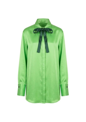 CAPASA MILANO tie-detail satin blouse - Green