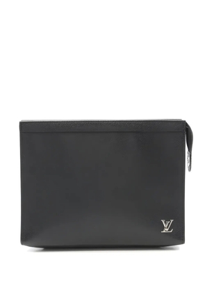 Louis Vuitton Pre-Owned Voyage logo-plaque leather clutch bag - Black