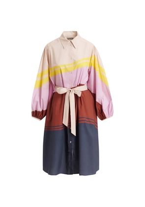 Essentiel Antwerp Jerulo stripe-print belted midi shirt dress - Brown
