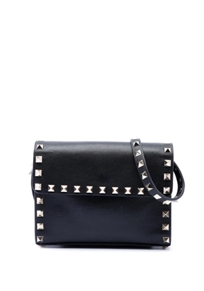 Valentino Garavani Pre-Owned 2000-2017 Small Vitello Monochrome Rockstud Flap crossbody bag - Black