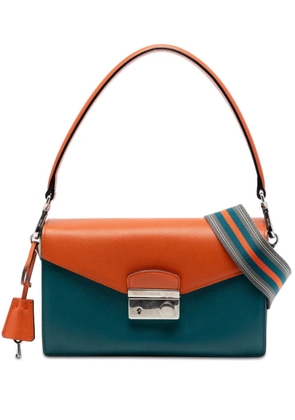 Prada Pre-Owned 2010-2026 Bicolor Saffiano Lux Sound Lock satchel - Blue
