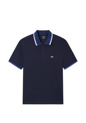 Armani Exchange striped-collar logo-detail polo shirt - Blue