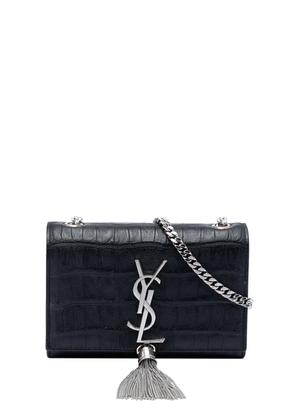Saint Laurent Pre-Owned 2015 Small Croc Embossed Leather Monogram Kate Tassel crossbody bag - Black