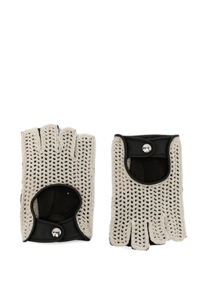 Causse crochet-knit fingerless gloves - Black