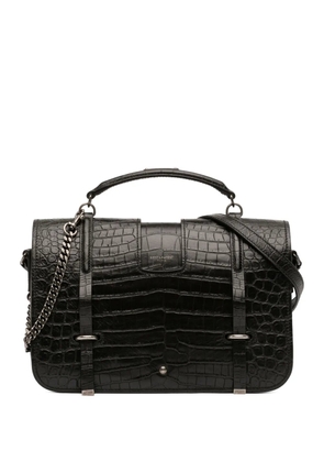 Saint Laurent Pre-Owned 2017 Large Croc Embossed Leather Charlotte Flap satchel - Black