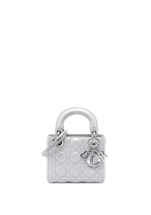 Christian Dior Pre-Owned 2015 Mini Iridescent Lambskin Cannage Lady Dior satchel - Silver