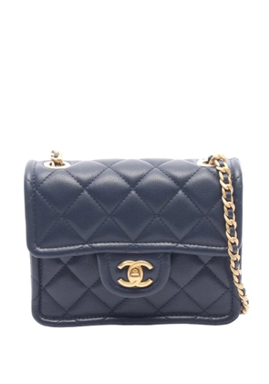 CHANEL Pre-Owned 2021 Mini Square Classic Caviar Single Flap crossbody bag - Blue