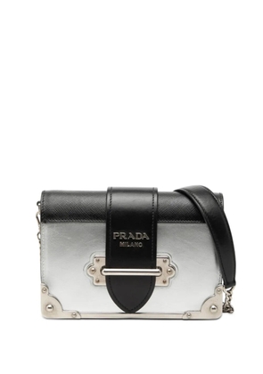Prada Pre-Owned 2010-2026 Saffiano Trimmed Metallic Vitello Cahier Bag crossbody bag - Black