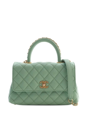 CHANEL Pre-Owned 2021-2026 Mini Quilted Caviar Coco Chain Top Handle Bag satchel - Green