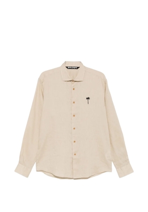 Palm Angels logo-embroidered linen shirt - Neutrals