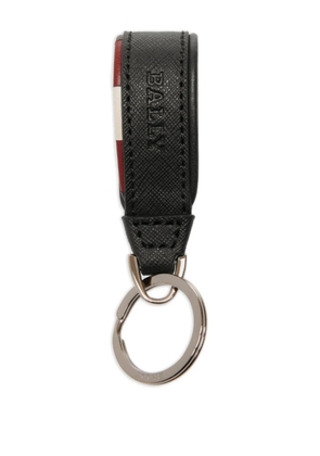 Bally embossed-logo leather keyring - Black